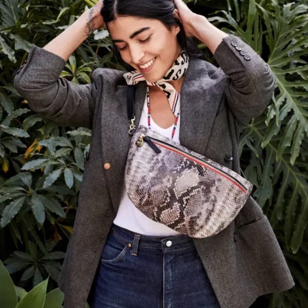 Clare V. snake print fanny/crossbody bag